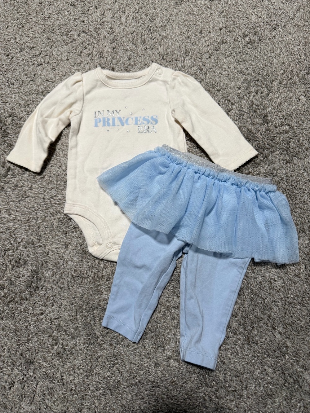 Carter's Cream Bodysuit with Light Blue Tutu Leggings
